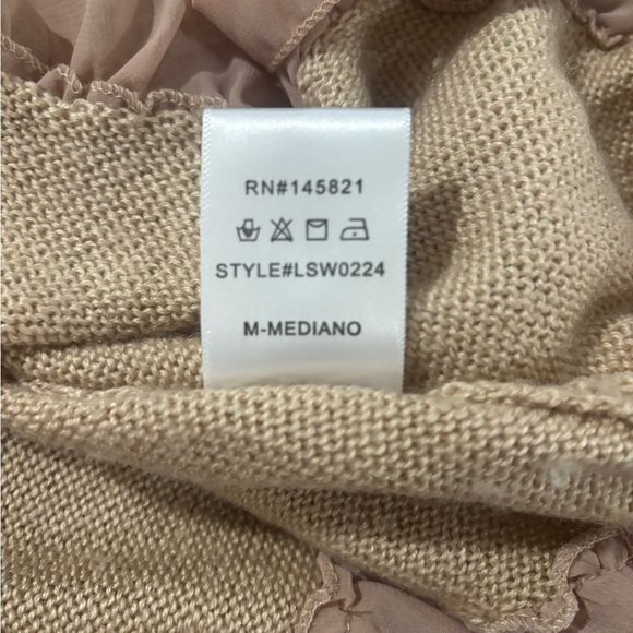 Listicle Knit Sweater Tan With Ruffle Bottom Size Medium - Picture 5 of 5